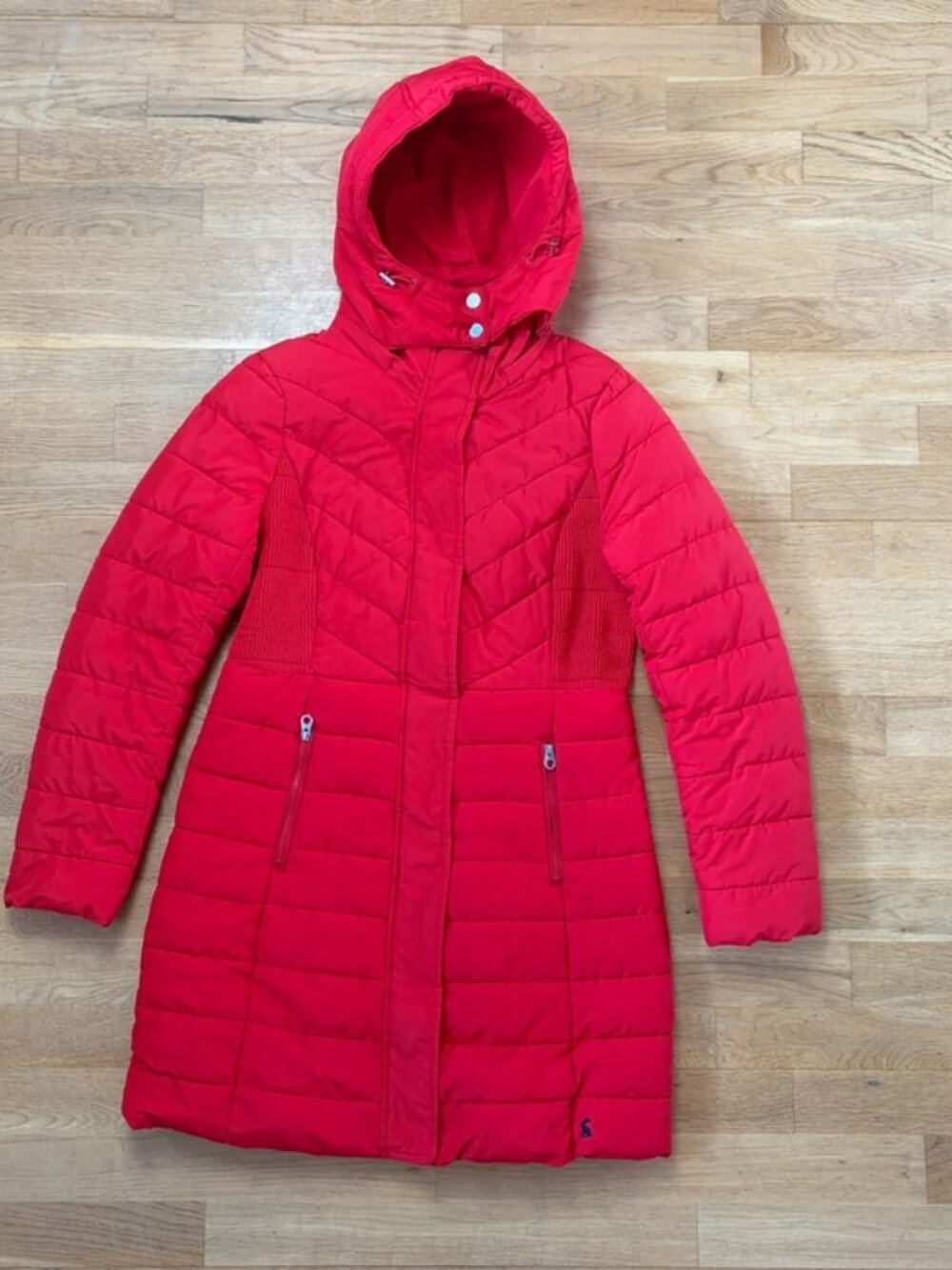 Joules Red Longline Padded Hooded Coat Size 10